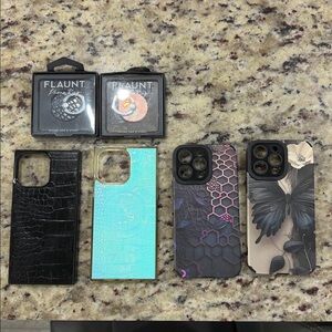 4 Stylish iPhone 14 Pro Max Cases Set with 2 Phone Rings FLAUNT